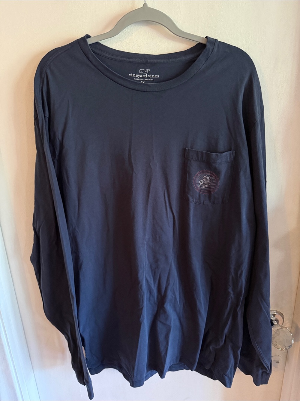 Vineyard Vines Men's Long-Sleeve Pocket Tee — Navy Blue Zac Brown Band